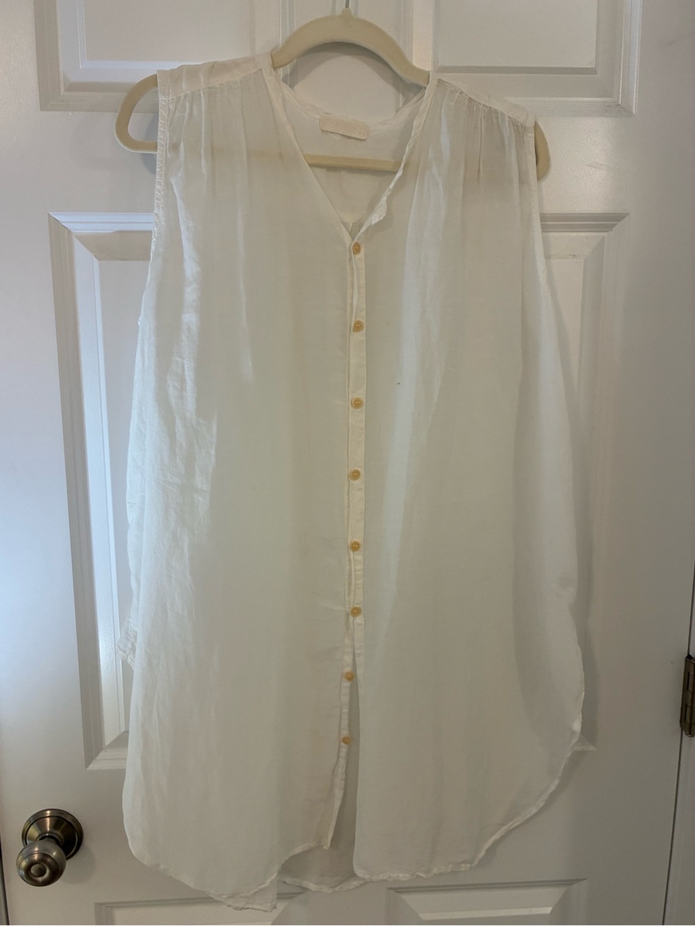 CP Shades Womens Tunic White 100% Cotton Silk Collared Sleeveless Beach Size M